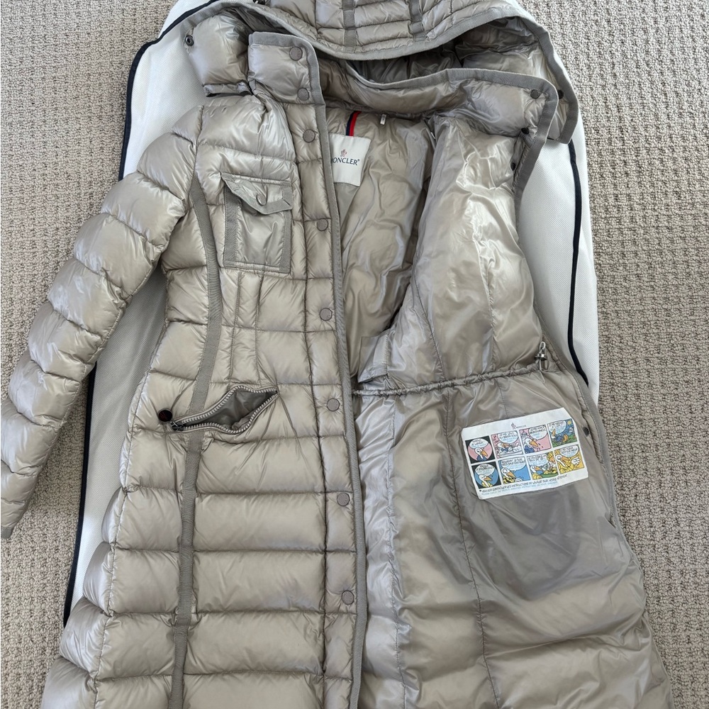 Moncler Hermine puffer jacket coat in champagne gold